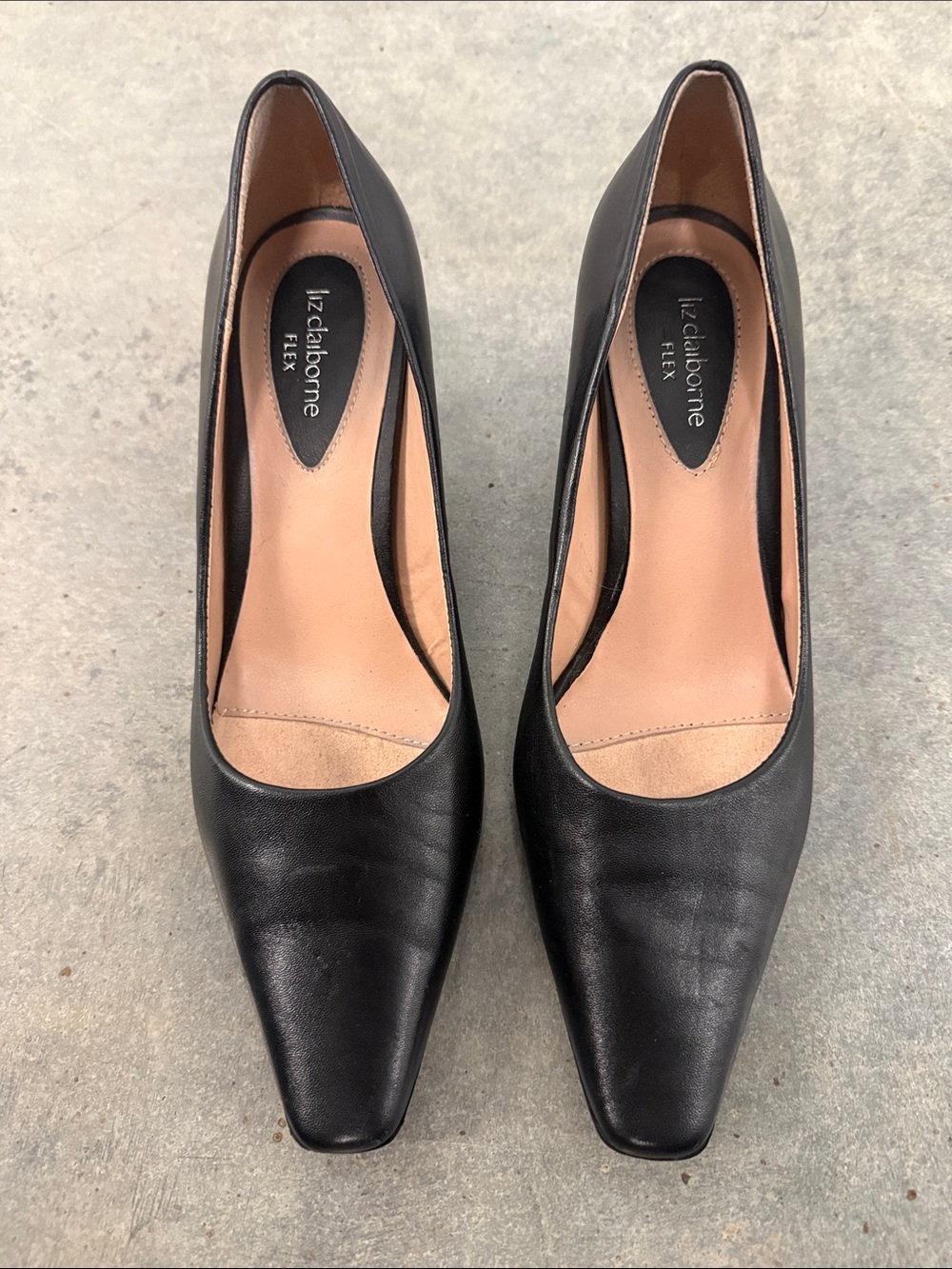 Liz Claiborne Vintage Y2K Black Leather Square-Toe Heels